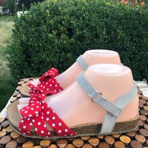JellyPop Women’s Red Polka Dot Bow Ankle Strap Sandals Size 5